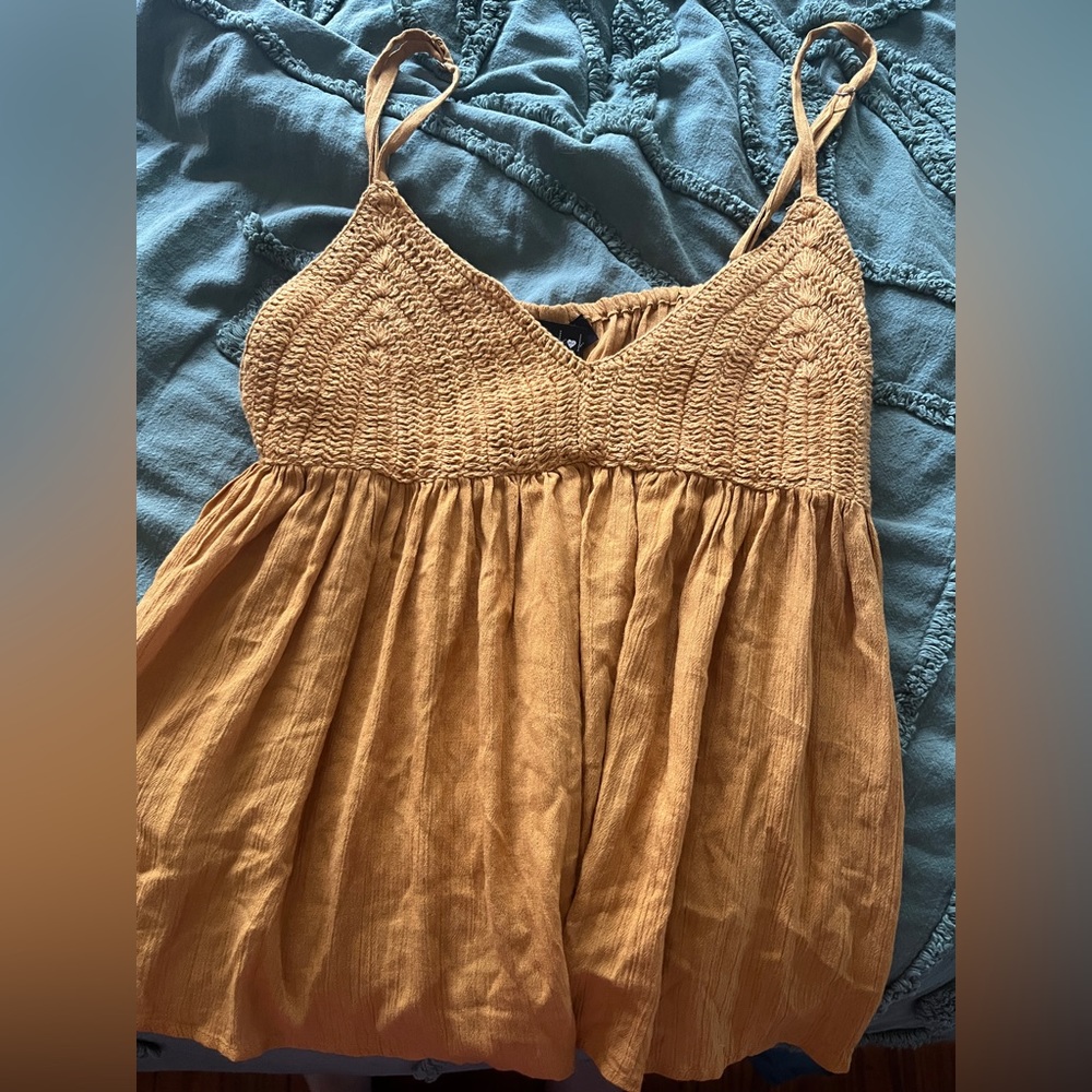 Trendy crochet babydoll tank